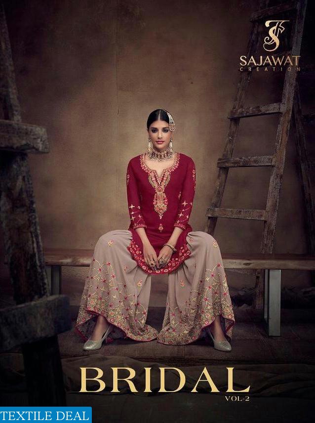 SAJAWAT CREATION BRIDAL VOL 2 GEORGETTE 8011-8016 SERIES SHARARA STYLE SUIT