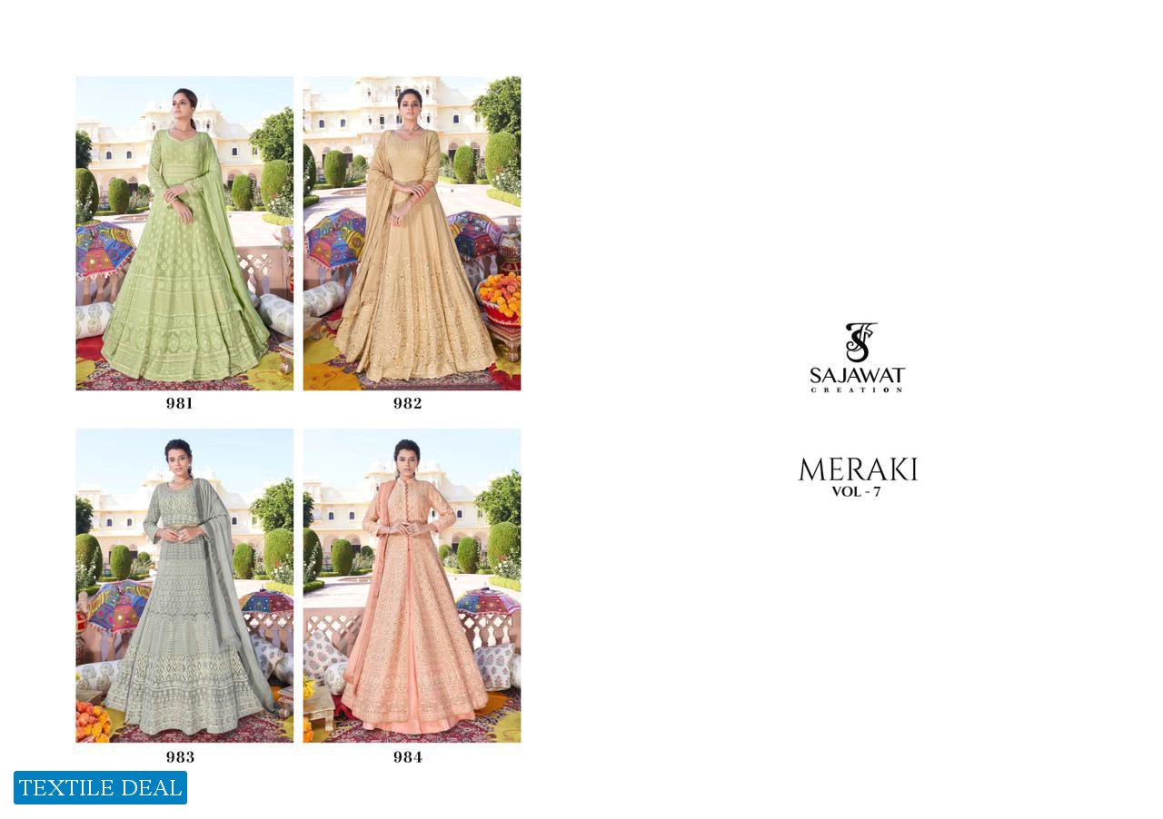 SAJAWAT MERAKI VOL 7 GEORGETTE READYMADE LONG DRESSES WHOLESALER