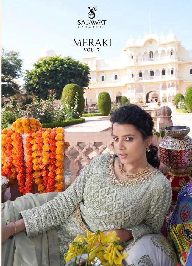 SAJAWAT MERAKI VOL 7 GEORGETTE READYMADE LONG DRESSES WHOLESALER