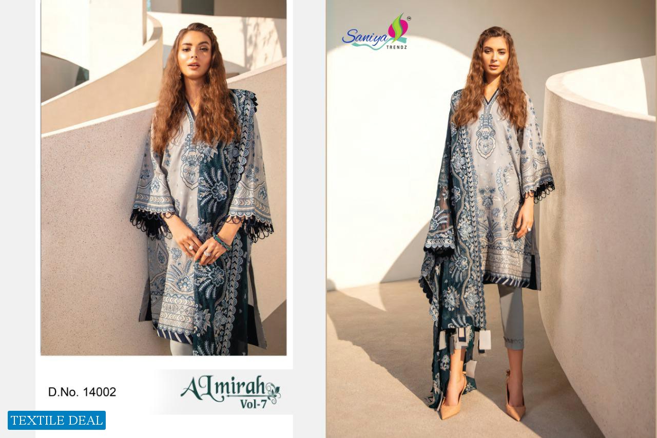 SANIYA TRENDZ ALMIRAH VOL 7 PURE COTTON PAKISTANI SUITS COLLECTION