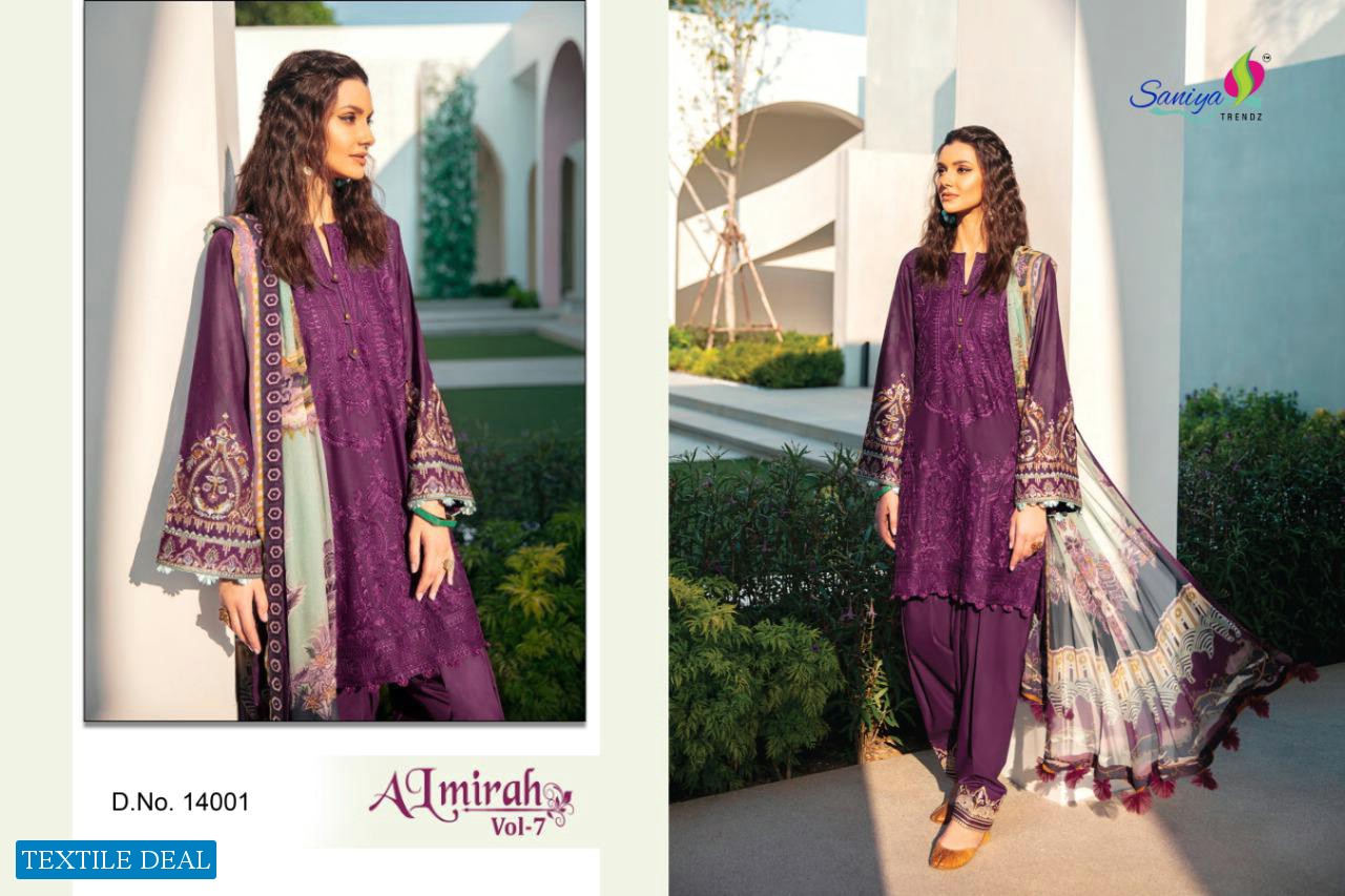 SANIYA TRENDZ ALMIRAH VOL 7 PURE COTTON PAKISTANI SUITS COLLECTION