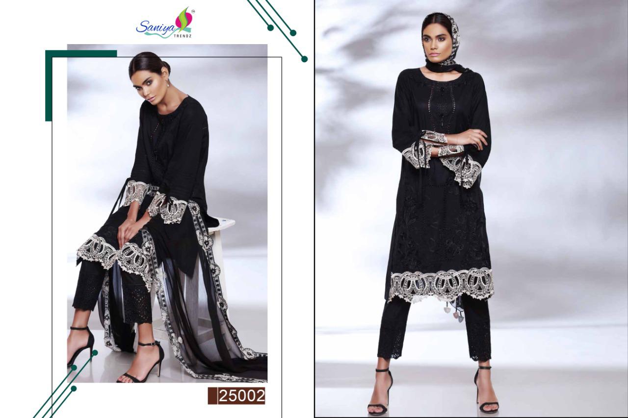 SANIYA TRENDZ CHARIZMA QARA CAMBRIC COTTON BLACK AND WHITE COMBINATION SUIT