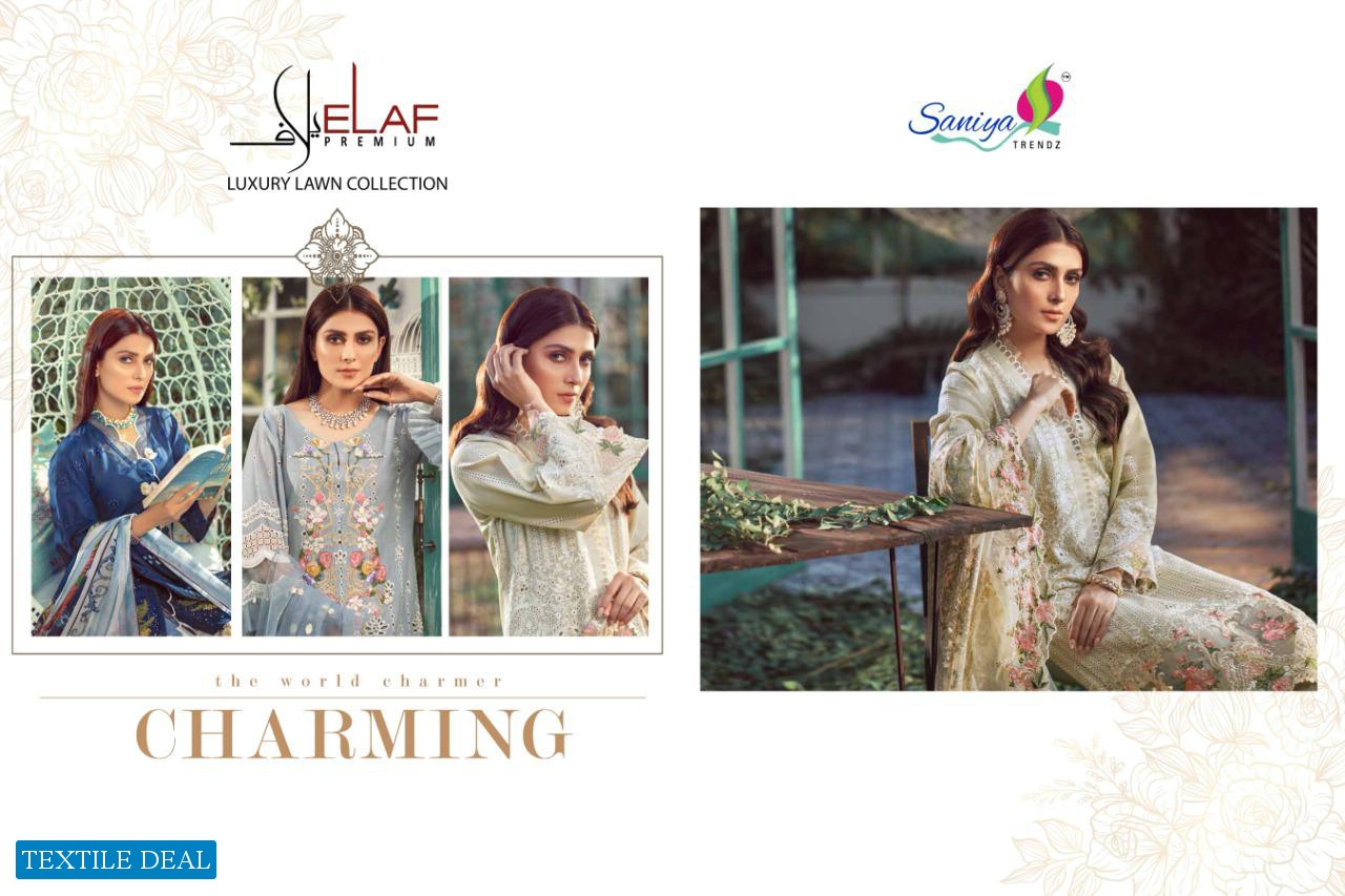 SANIYA TRENDZ LELAF EXCLUSIVE LAWN TRENDING SERIES OF PAKISTANI CATLOGS IN SURAT
