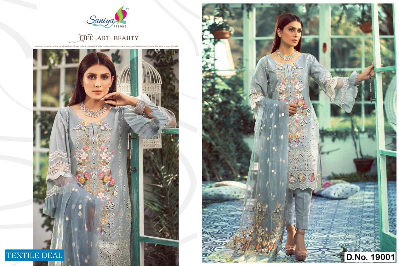 SANIYA TRENDZ LELAF EXCLUSIVE LAWN TRENDING SERIES OF PAKISTANI CATLOGS IN SURAT