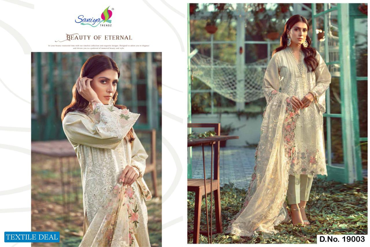 SANIYA TRENDZ LELAF EXCLUSIVE LAWN TRENDING SERIES OF PAKISTANI CATLOGS IN SURAT