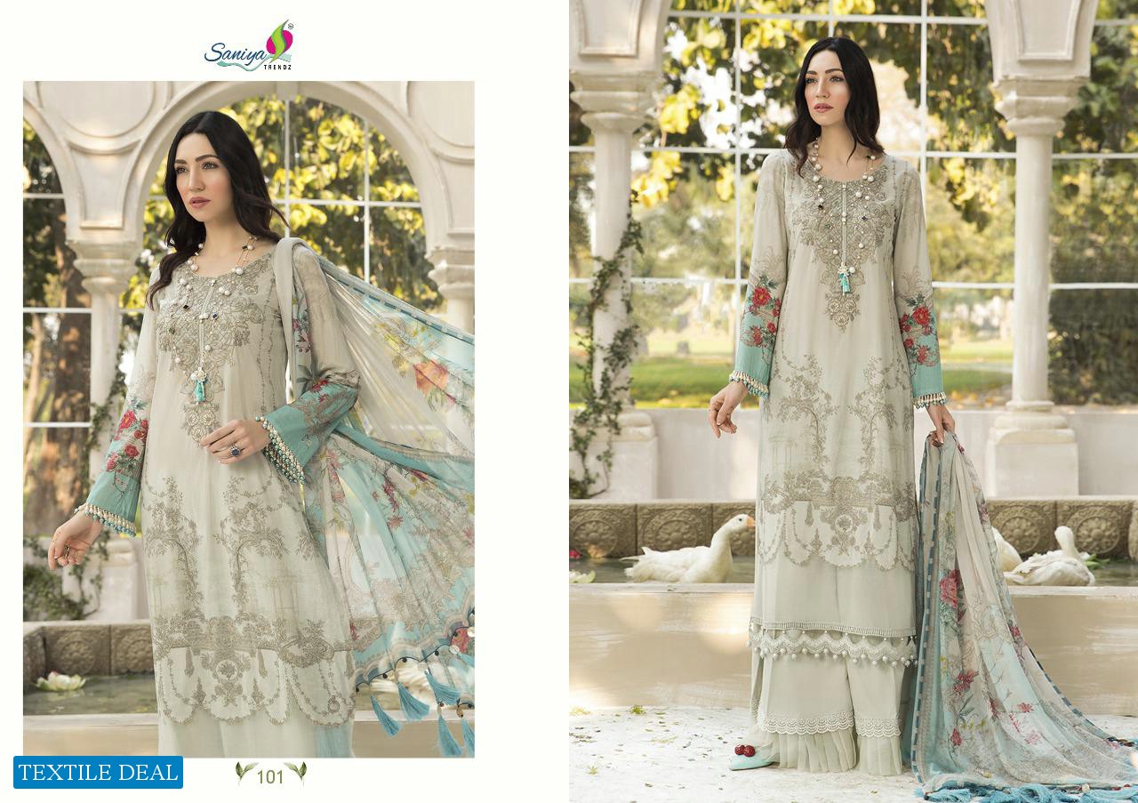 SANIYA TRENDZ MARIA B LAWN M PRINT CAMBRIC COTTON SALWAR SUIT COLLECTION