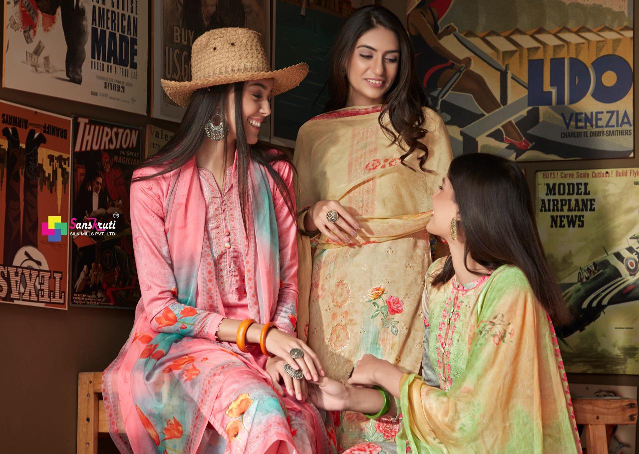 SANSKRUTI PRESENT TULSI PURE JAM WITH EMBROIDERY DRESS COLLECTION