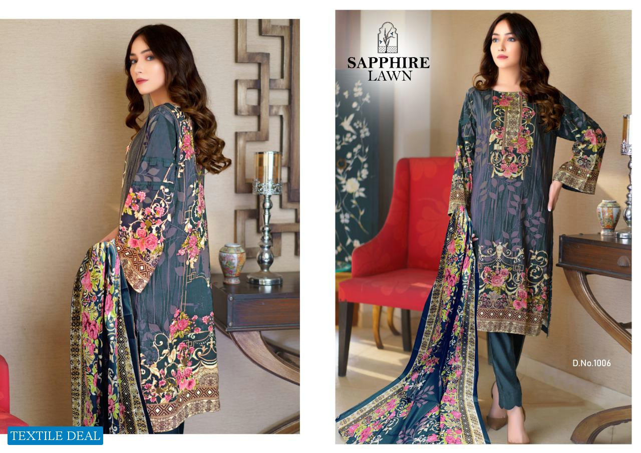 SAPPHIRE LAWN GRAND COLLECTIONS PURE LAWN CASUAL WEAR SALWAR KAMEEZ AT LOWEST PRICE