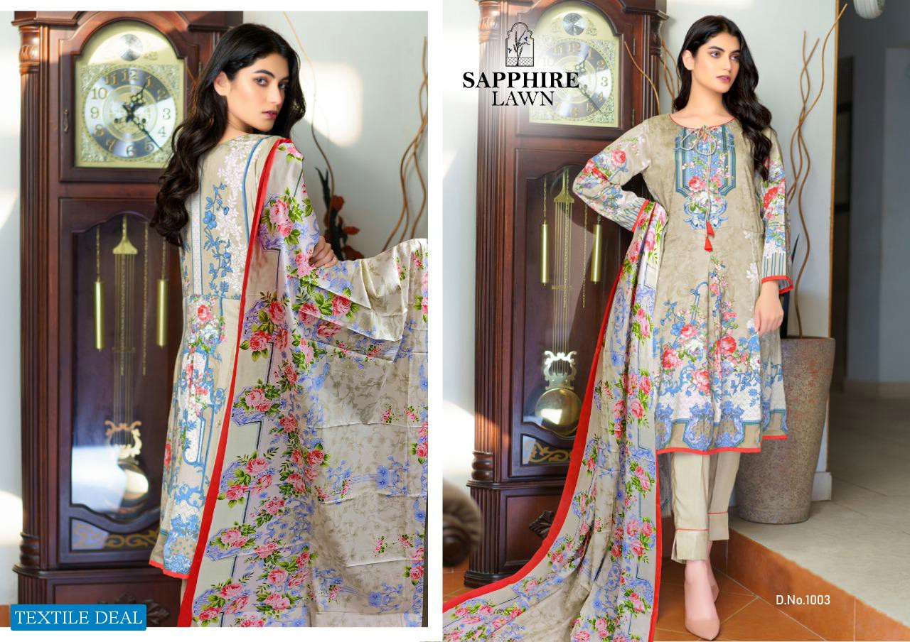 SAPPHIRE LAWN GRAND COLLECTIONS PURE LAWN CASUAL WEAR SALWAR KAMEEZ AT LOWEST PRICE