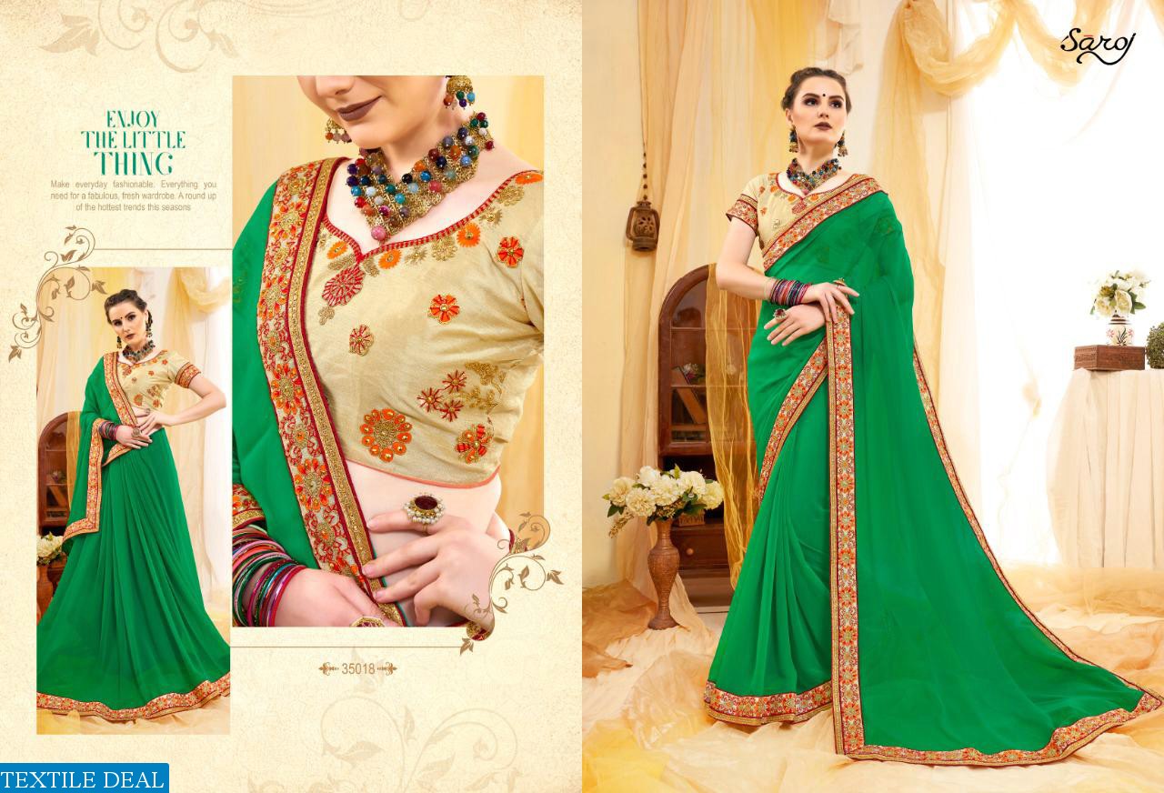 SAROJ PRESENT ANJALI VOL 3 GEORGETTE WITH BORDER SAREE WHOLESALER