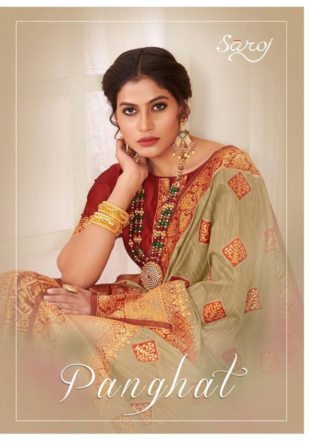SAROJ PRESENT PANGHAT COTTON SILK LOOKING RICH SAREE WHOLESALE PRICE IN INDIA