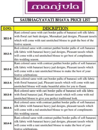 SAUBHAGYAVATI BHAVAH SOFT SILK SAREES