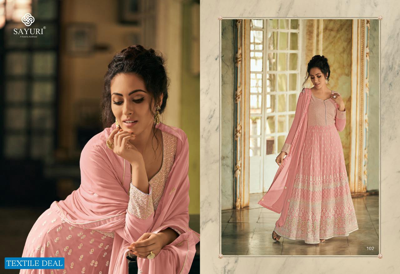 SAYURI DESIGNER LAUNCH BREEZE REAL GEORGETTE PARTY AND WEDDING WEAR DESIGNER LONG SUITS