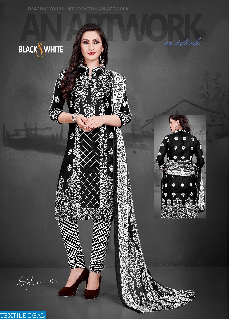 SC Black White Wholesale printed Dress Material