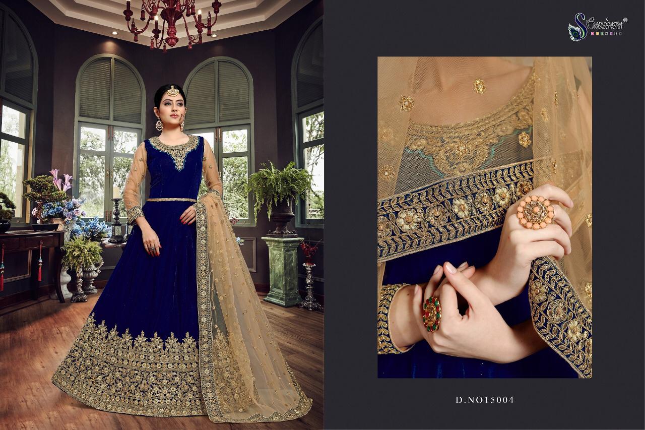 SENHORA PRESENT RAABTA VELVET EMBROIDERY ANARKALI PARTY WEAR SUIT COLLECTION