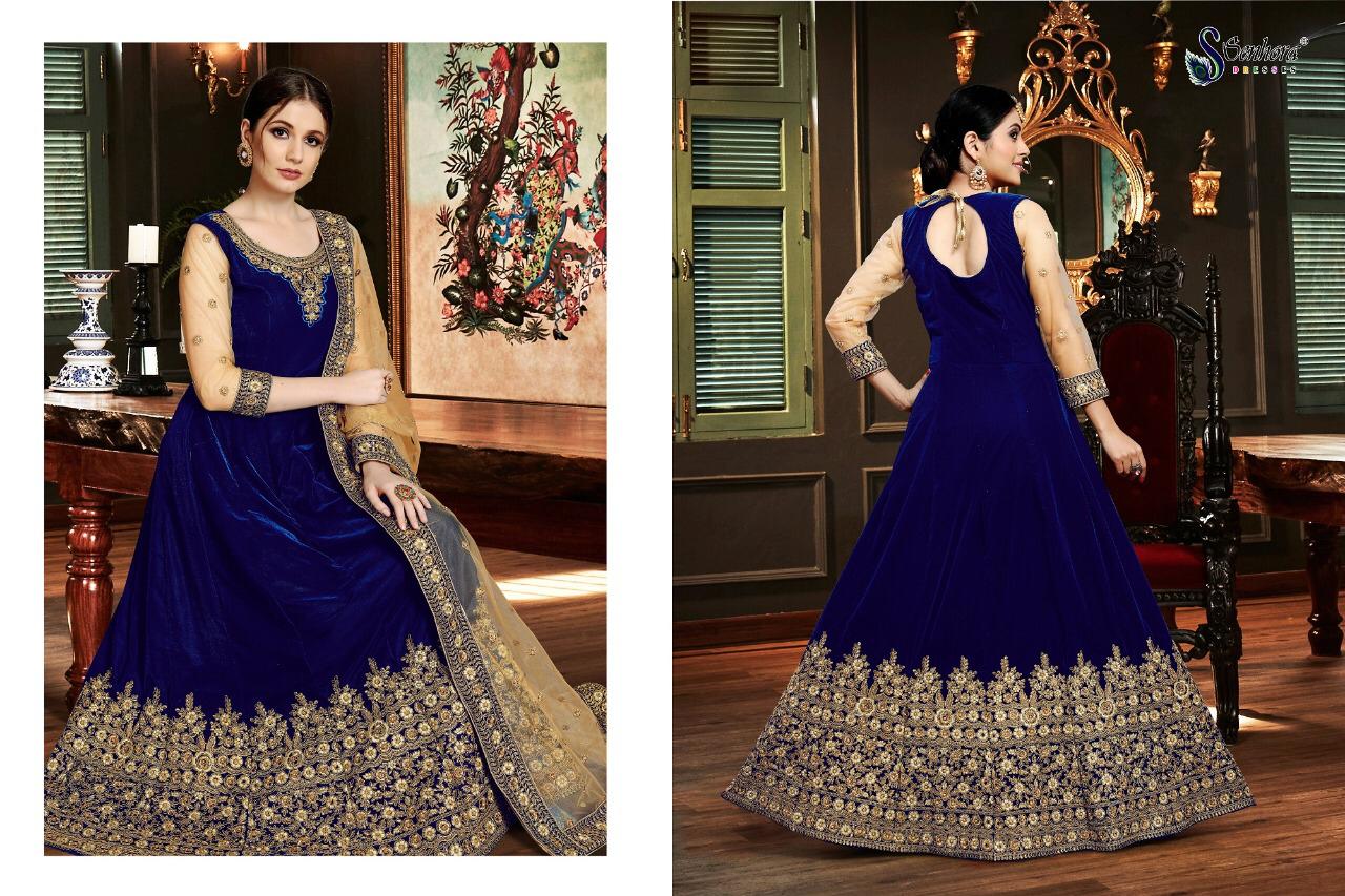 SENHORA PRESENT RAABTA VELVET EMBROIDERY ANARKALI PARTY WEAR SUIT COLLECTION