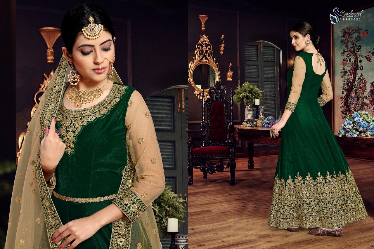 SENHORA PRESENT RAABTA VELVET EMBROIDERY ANARKALI PARTY WEAR SUIT COLLECTION