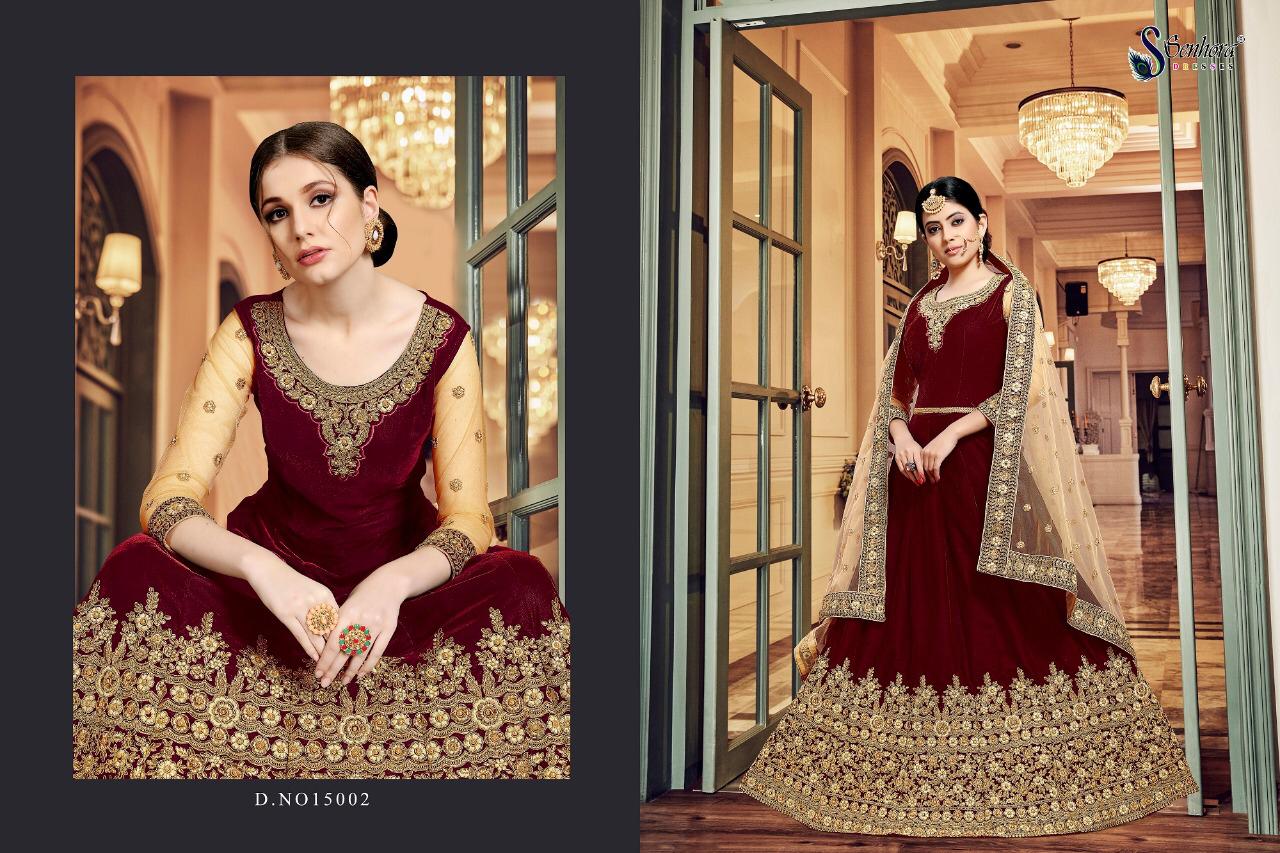 SENHORA PRESENT RAABTA VELVET EMBROIDERY ANARKALI PARTY WEAR SUIT COLLECTION
