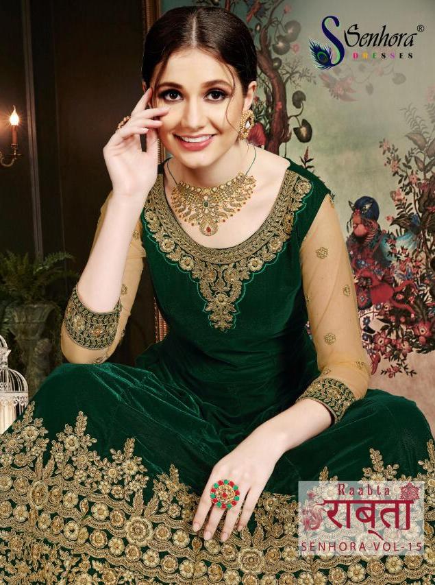 SENHORA PRESENT RAABTA VELVET EMBROIDERY ANARKALI PARTY WEAR SUIT COLLECTION