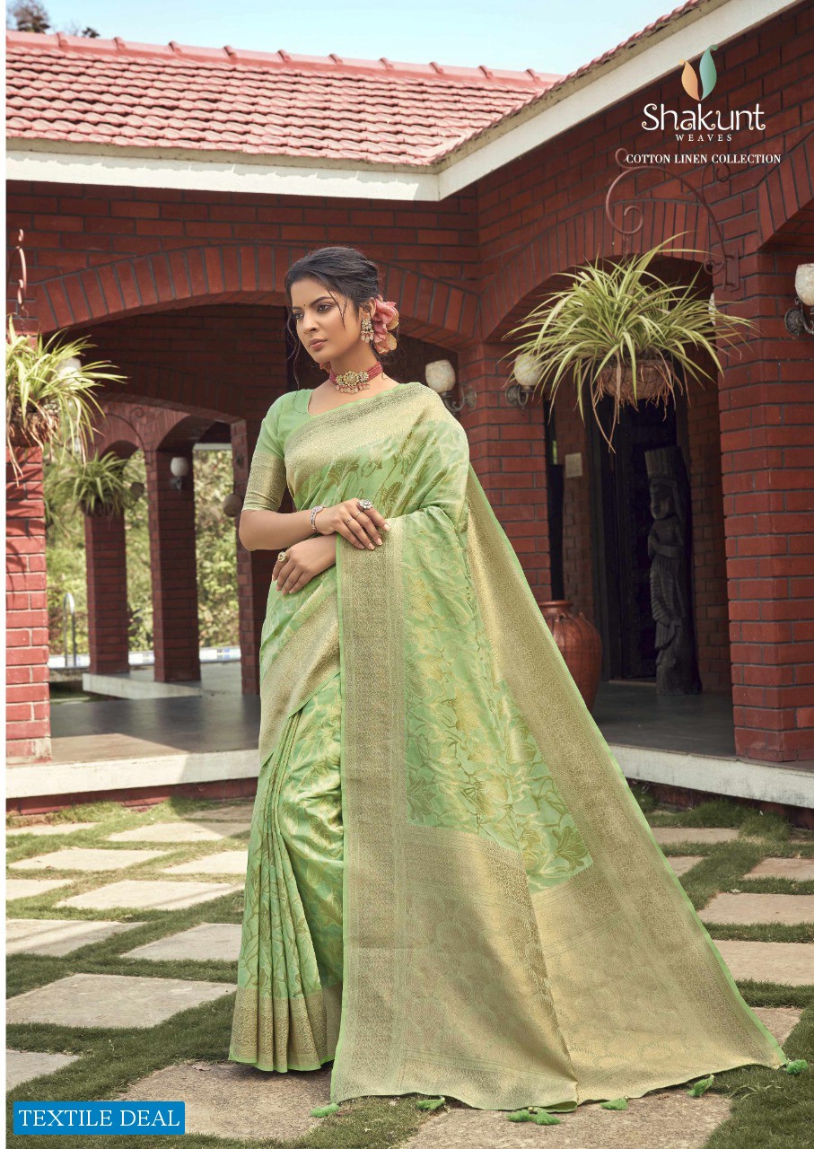 SHAKUNT PRESENT JASVIKA LINEN COTTON EXCLUSIVE FANCY SAREES