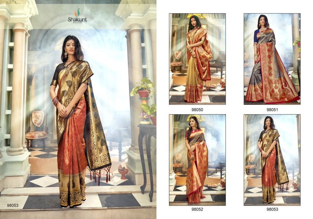 SHAKUNT WEAVES MITALI WEAVING SILK 98050-98053 SERIES SAREE WHOLESALER