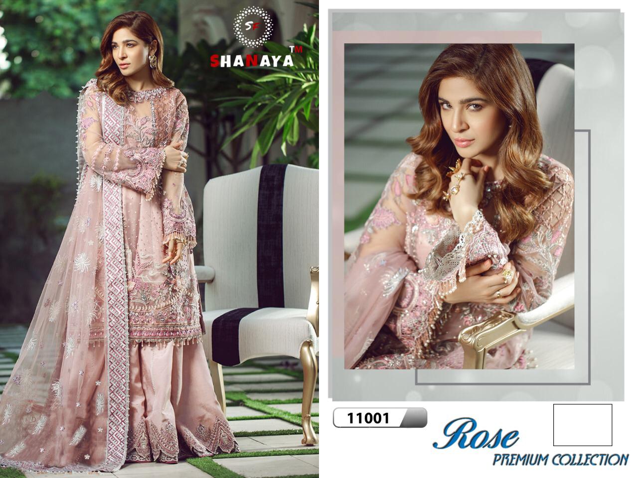 SHANAYA ROSE PREMIUM COLLECTION HEAVY NET WITH WORK PAKISTANI SUITS CONCEPT