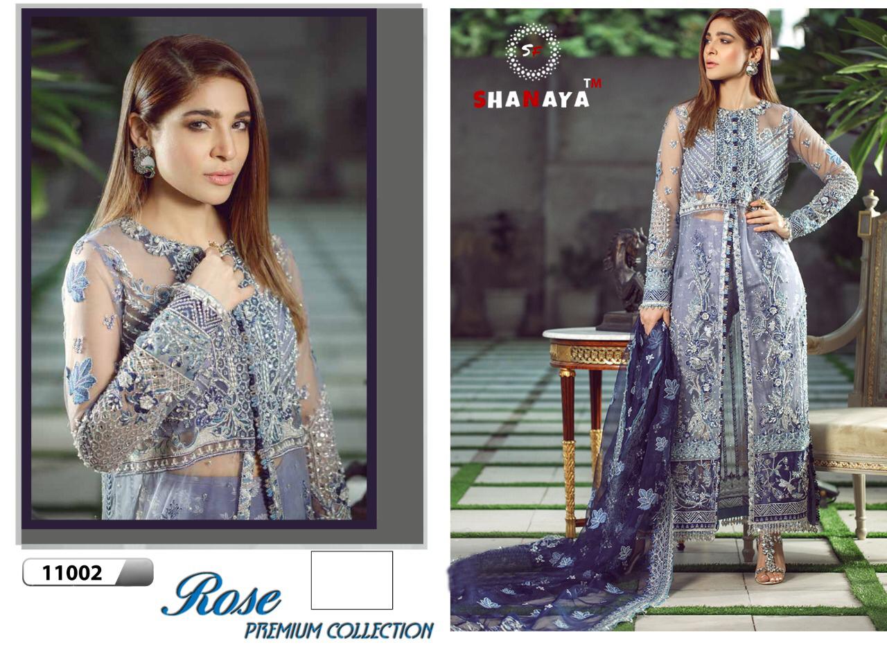 SHANAYA ROSE PREMIUM COLLECTION HEAVY NET WITH WORK PAKISTANI SUITS CONCEPT