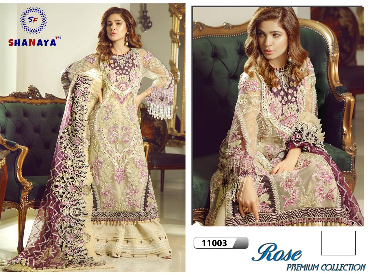 SHANAYA ROSE PREMIUM COLLECTION HEAVY NET WITH WORK PAKISTANI SUITS CONCEPT