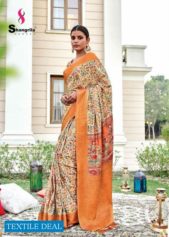 SHANGRILA LATIKA DIGITAL DOUBLE PALLU DIGITAL WEAVING SARI EXPORTER FROM SURAT