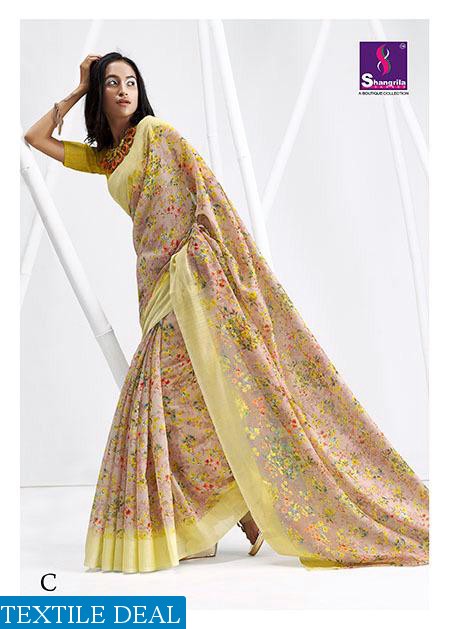 SHANGRILA LAUNCH SIMAAYA VOL 2 LINEN COTTON SAREE WHOLESALE RATE