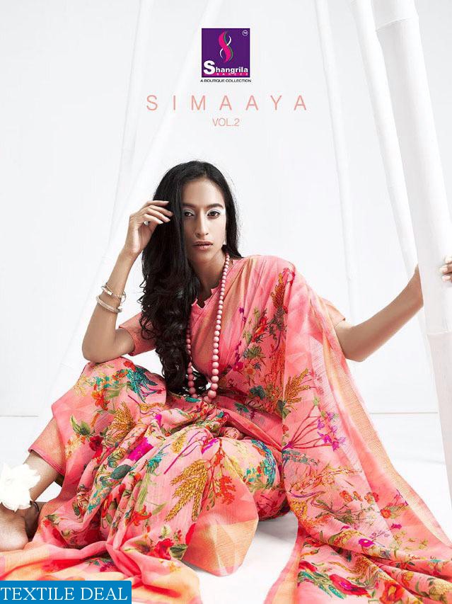 SHANGRILA LAUNCH SIMAAYA VOL 2 LINEN COTTON SAREE WHOLESALE RATE