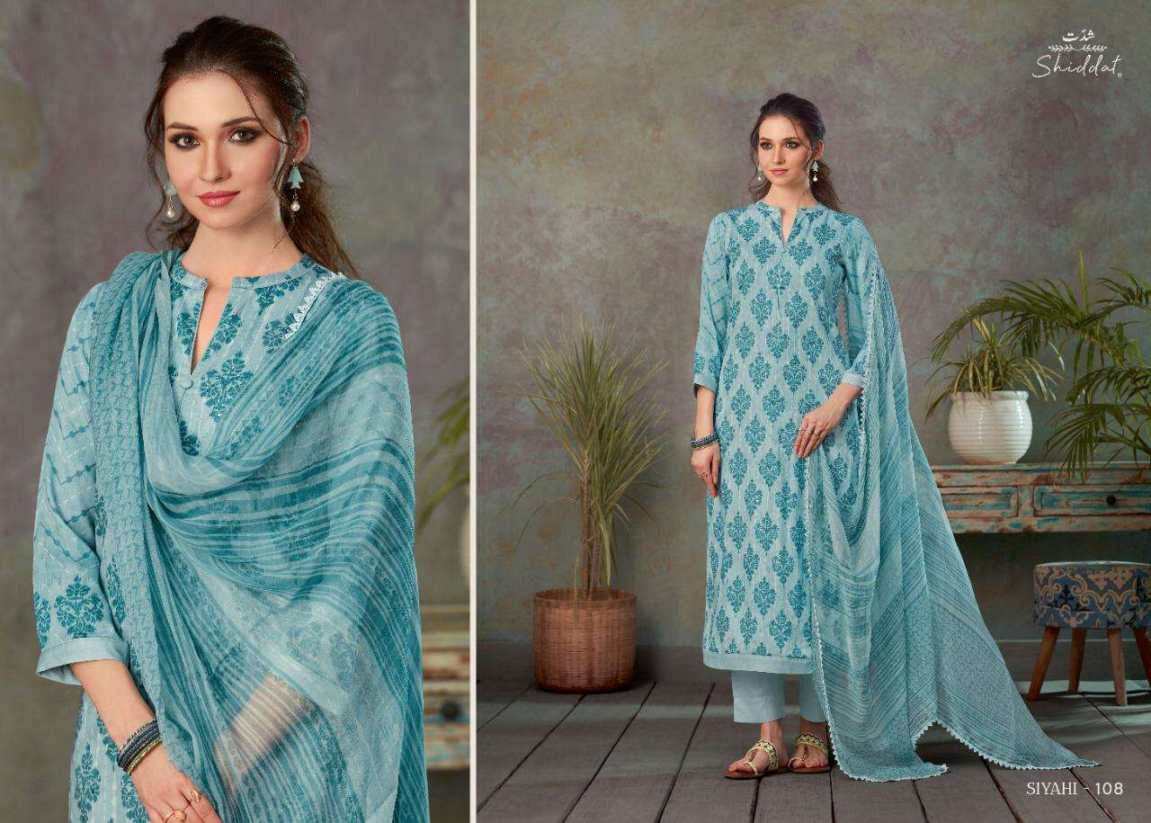 SHIDDAT PRESENT SIYAHI COTTON SATIN SUMMER WEAR FANCY SUITS WHOLESALER