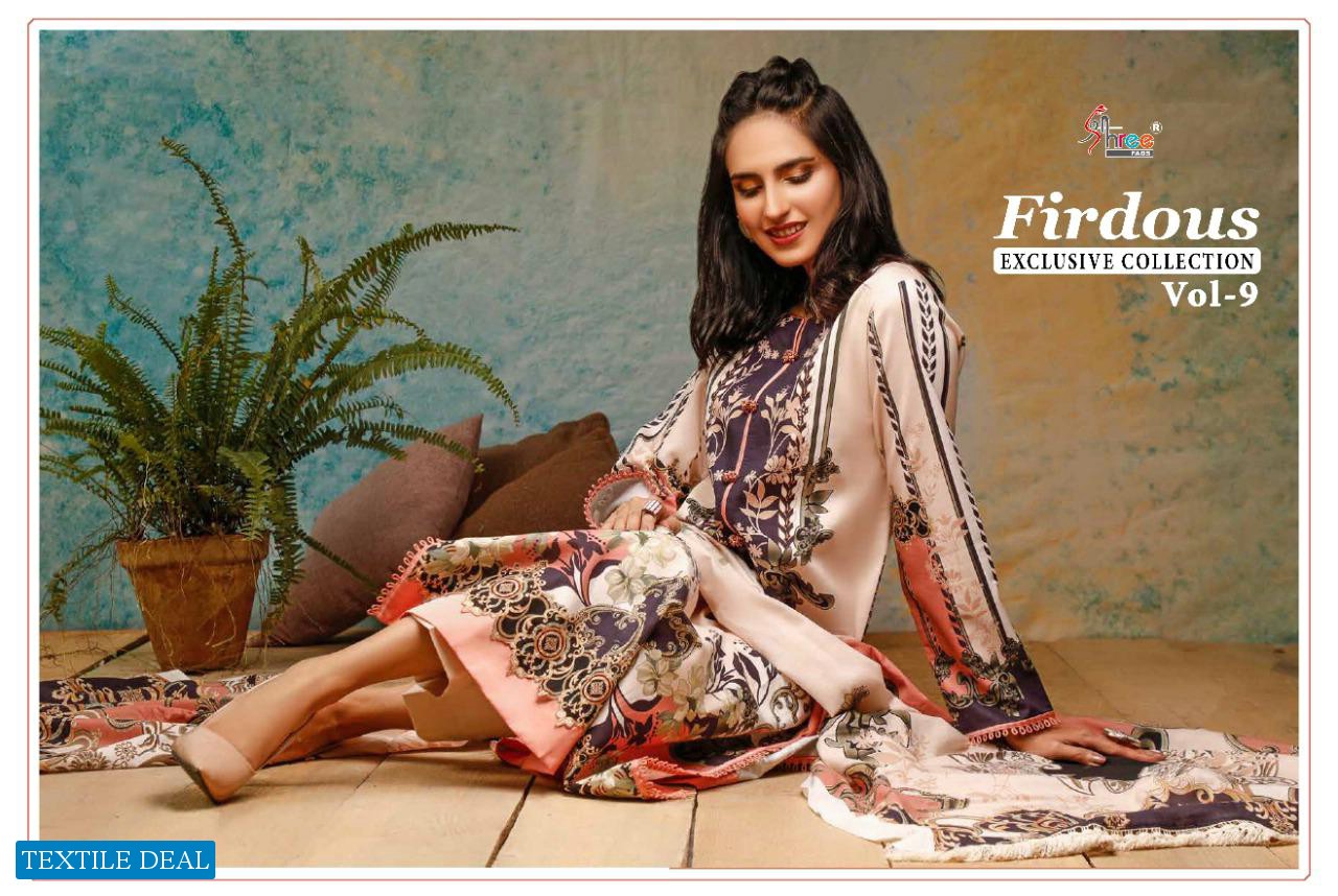 SHREE FAB FIRDOUS EXCLUSIVE COLLECTION VOL 9 JAM PRINT EMBROIDERY PATCH PAKISTANI SUIT