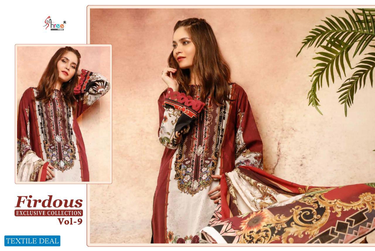 SHREE FAB FIRDOUS EXCLUSIVE COLLECTION VOL 9 JAM PRINT EMBROIDERY PATCH PAKISTANI SUIT