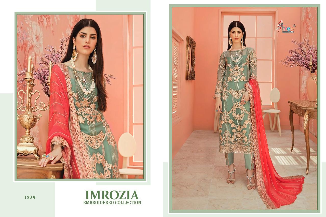 SHREE FAB IMORZIA EMBROIDERED COLLECTION 1328-1331 SERIES GEORGETTE PAKISTANI SUITS EXPORTER