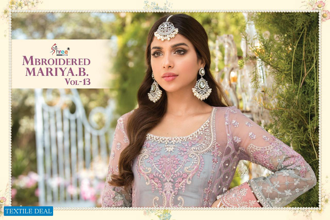 SHREE FAB MBROIDERED MARIYA B VOL 13 SUPER NX BUTTERFLE NET PAKISTANI SUITS CONCEPT