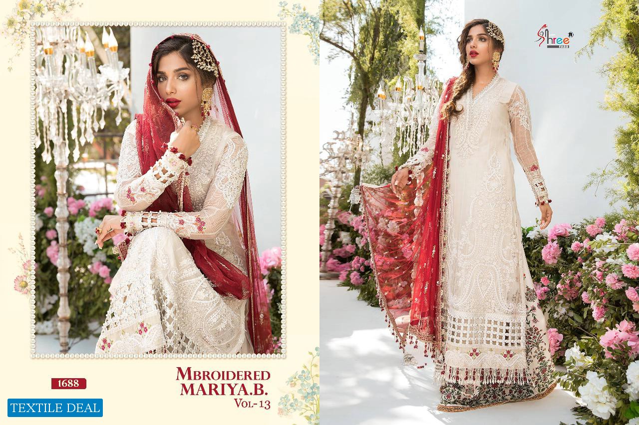 SHREE FAB MBROIDERED MARIYA B VOL 13 SUPER NX BUTTERFLE NET PAKISTANI SUITS CONCEPT