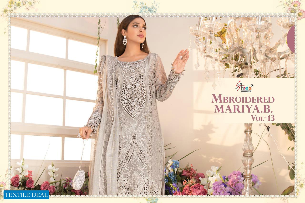 SHREE FAB MBROIDERED MARIYA B VOL 13 SUPER NX BUTTERFLE NET PAKISTANI SUITS CONCEPT