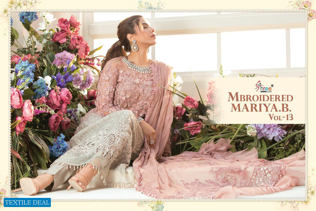 SHREE FAB MBROIDERED MARIYA B VOL 13 SUPER NX BUTTERFLE NET PAKISTANI SUITS CONCEPT