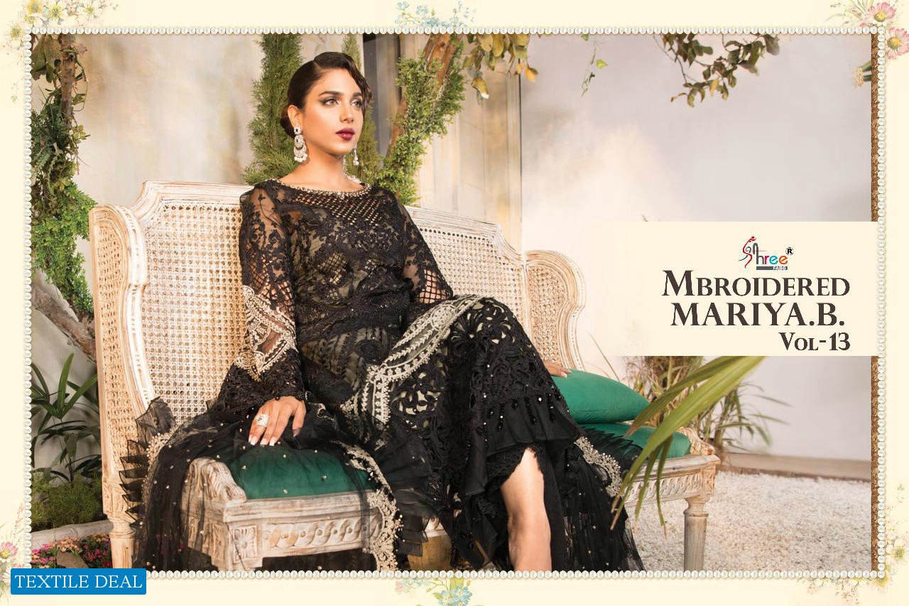 SHREE FAB MBROIDERED MARIYA B VOL 13 SUPER NX BUTTERFLE NET PAKISTANI SUITS CONCEPT