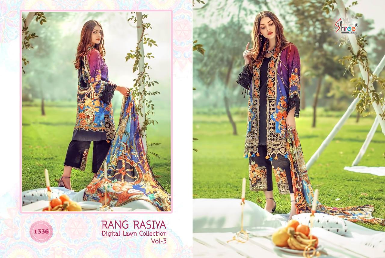 SHREE FAB RANG RASIYA DIGITAL LAWN COLLECTION VOL 3 JAM COTTON HEAVY EMBROIDERY SUITS