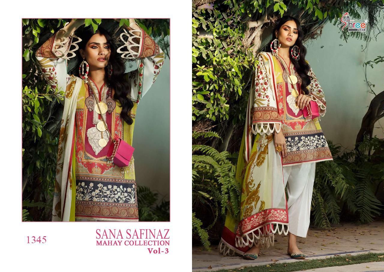 SHREE FAB SANA SAFINAZ MAHAY VOL 3 JAM SATIN PAKISTANI DRESSES WHOLESALER