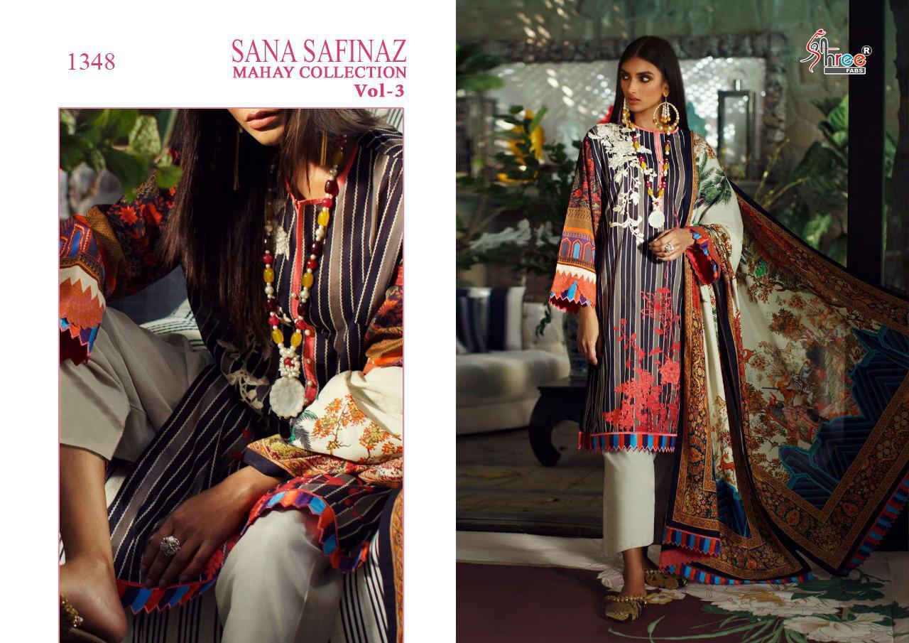 SHREE FAB SANA SAFINAZ MAHAY VOL 3 JAM SATIN PAKISTANI DRESSES WHOLESALER