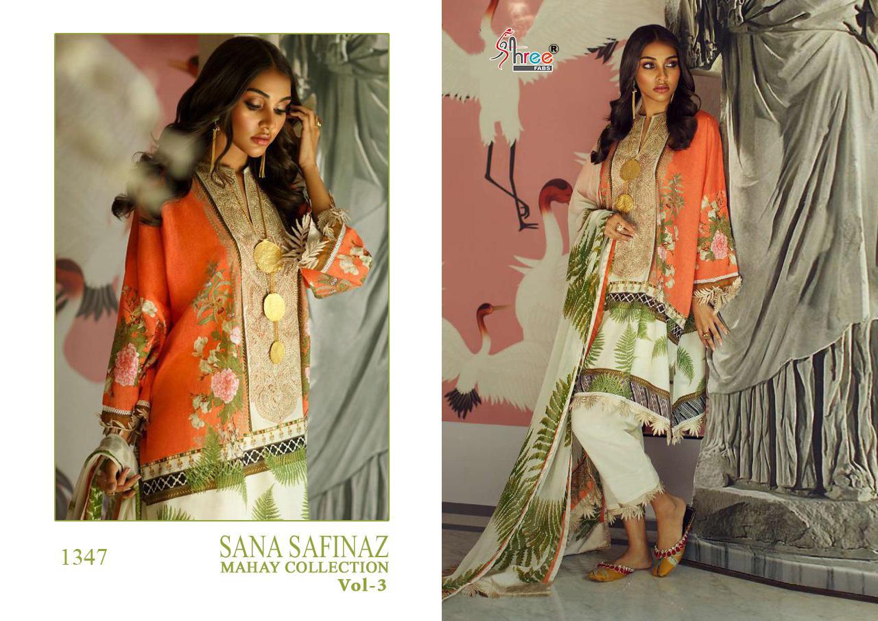 SHREE FAB SANA SAFINAZ MAHAY VOL 3 JAM SATIN PAKISTANI DRESSES WHOLESALER