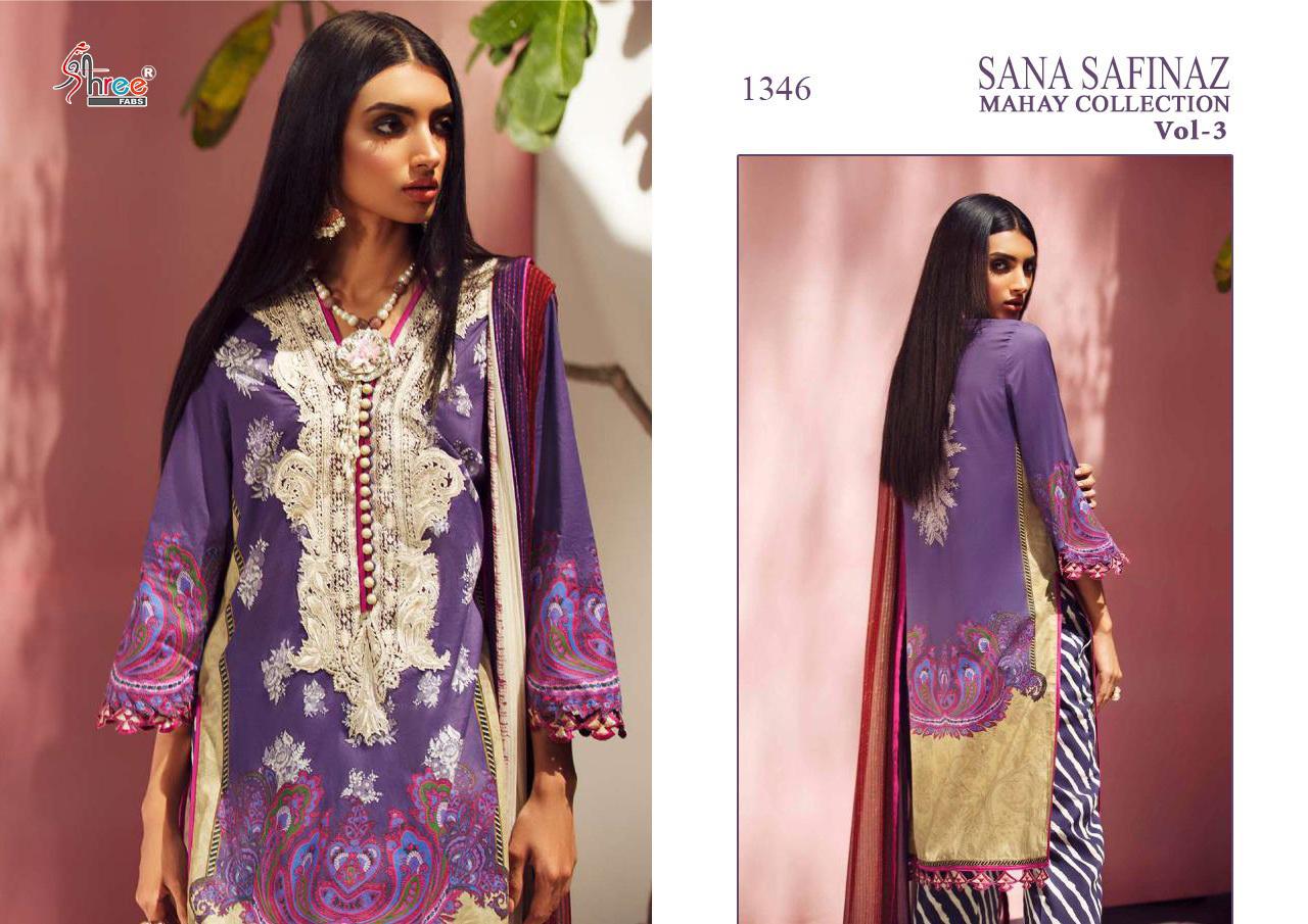 SHREE FAB SANA SAFINAZ MAHAY VOL 3 JAM SATIN PAKISTANI DRESSES WHOLESALER