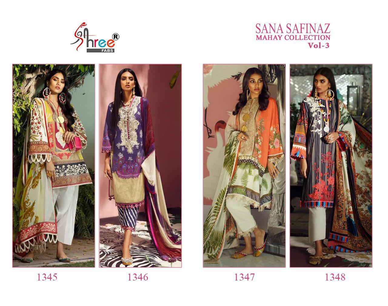 SHREE FAB SANA SAFINAZ MAHAY VOL 3 JAM SATIN PAKISTANI DRESSES WHOLESALER