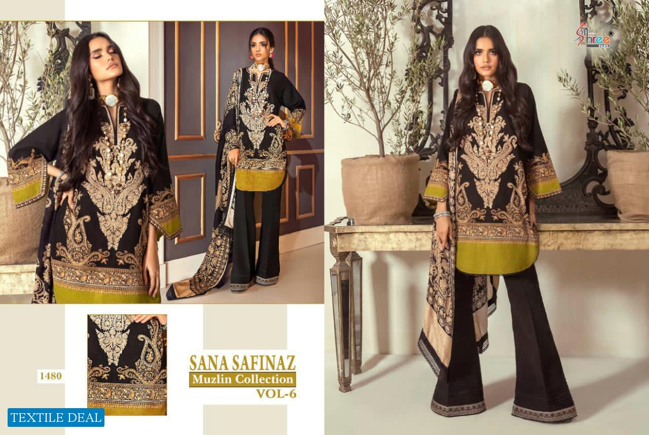 SHREE FAB SANA SAFINAZ MUZLIN COLLECTION VOL 6 JAM COTTON PRINT SALWAR KAMEEZ IN SURAT MARKET