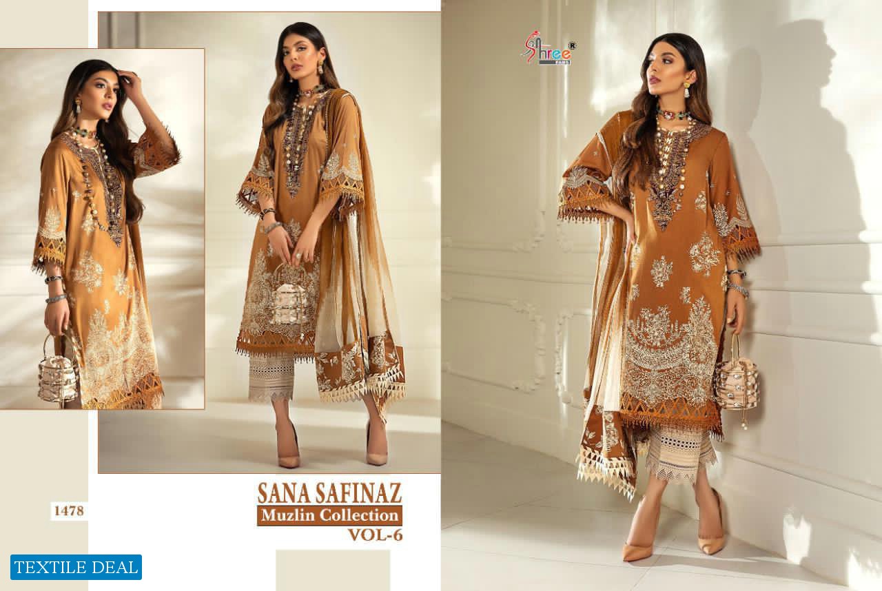 SHREE FAB SANA SAFINAZ MUZLIN COLLECTION VOL 6 JAM COTTON PRINT SALWAR KAMEEZ IN SURAT MARKET