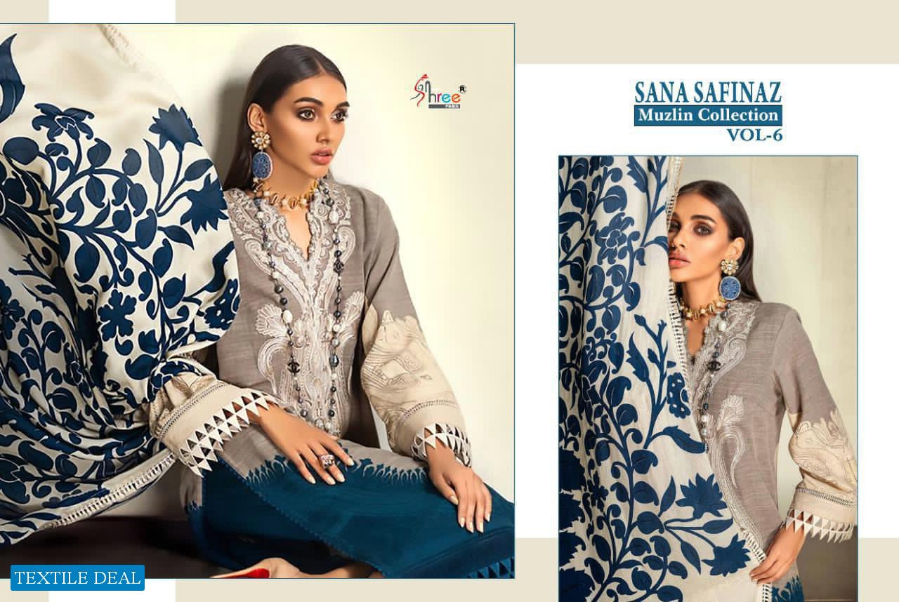 SHREE FAB SANA SAFINAZ MUZLIN COLLECTION VOL 6 JAM COTTON PRINT SALWAR KAMEEZ IN SURAT MARKET