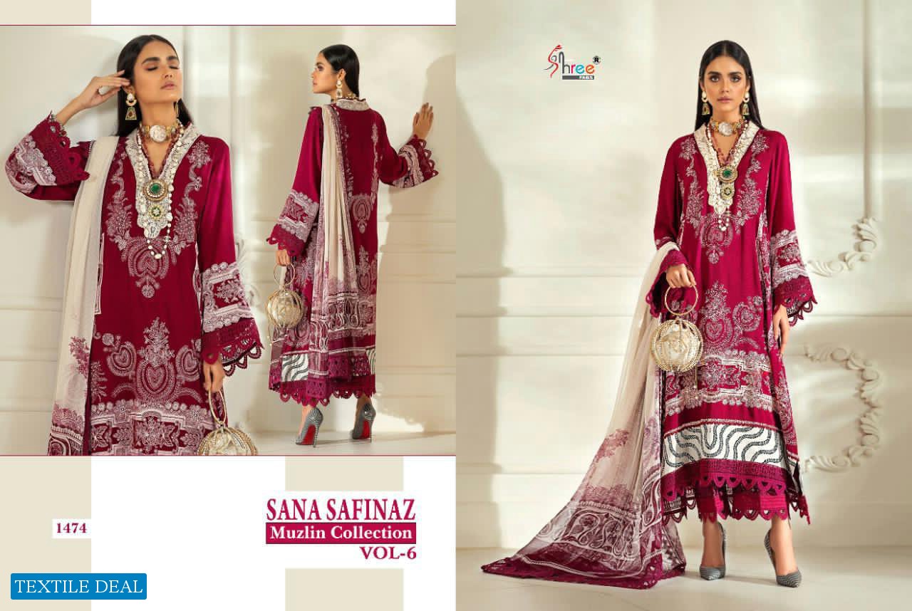 SHREE FAB SANA SAFINAZ MUZLIN COLLECTION VOL 6 JAM COTTON PRINT SALWAR KAMEEZ IN SURAT MARKET